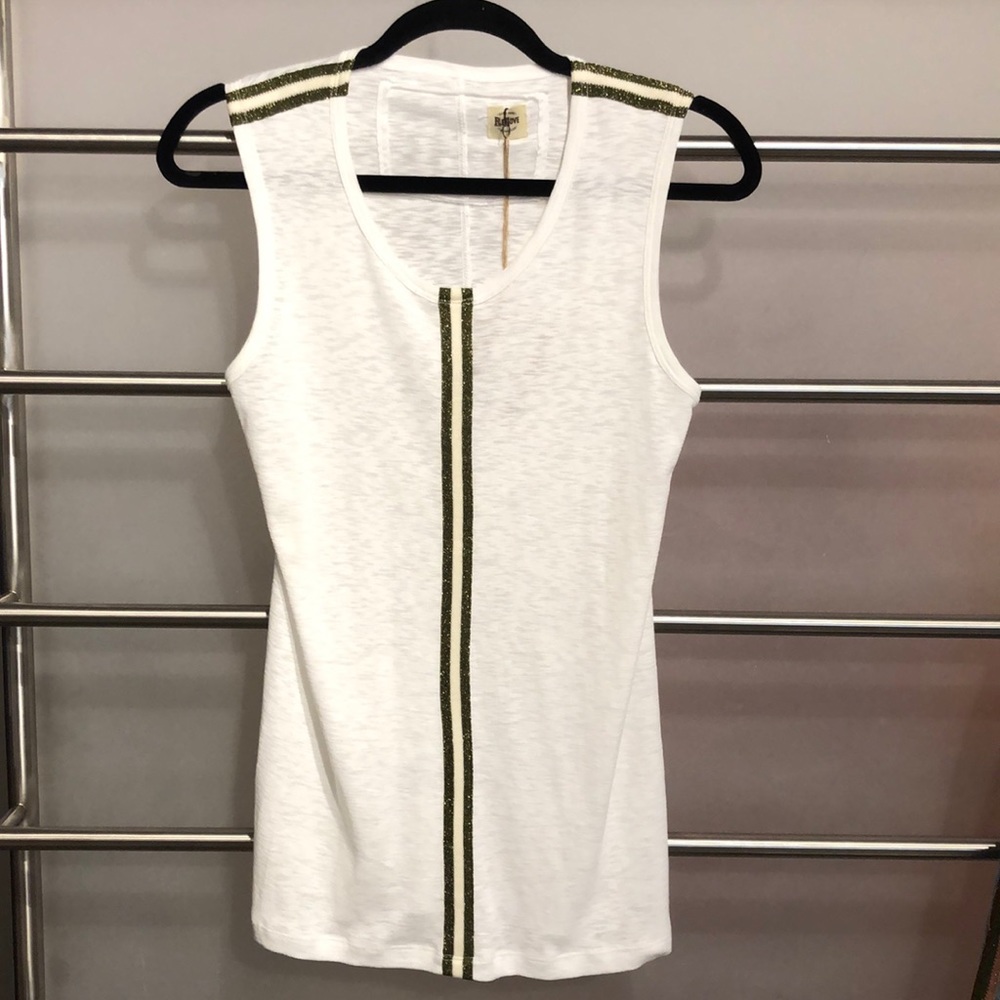 Relove Tank with Olive Green Sparkle Stripe Detail